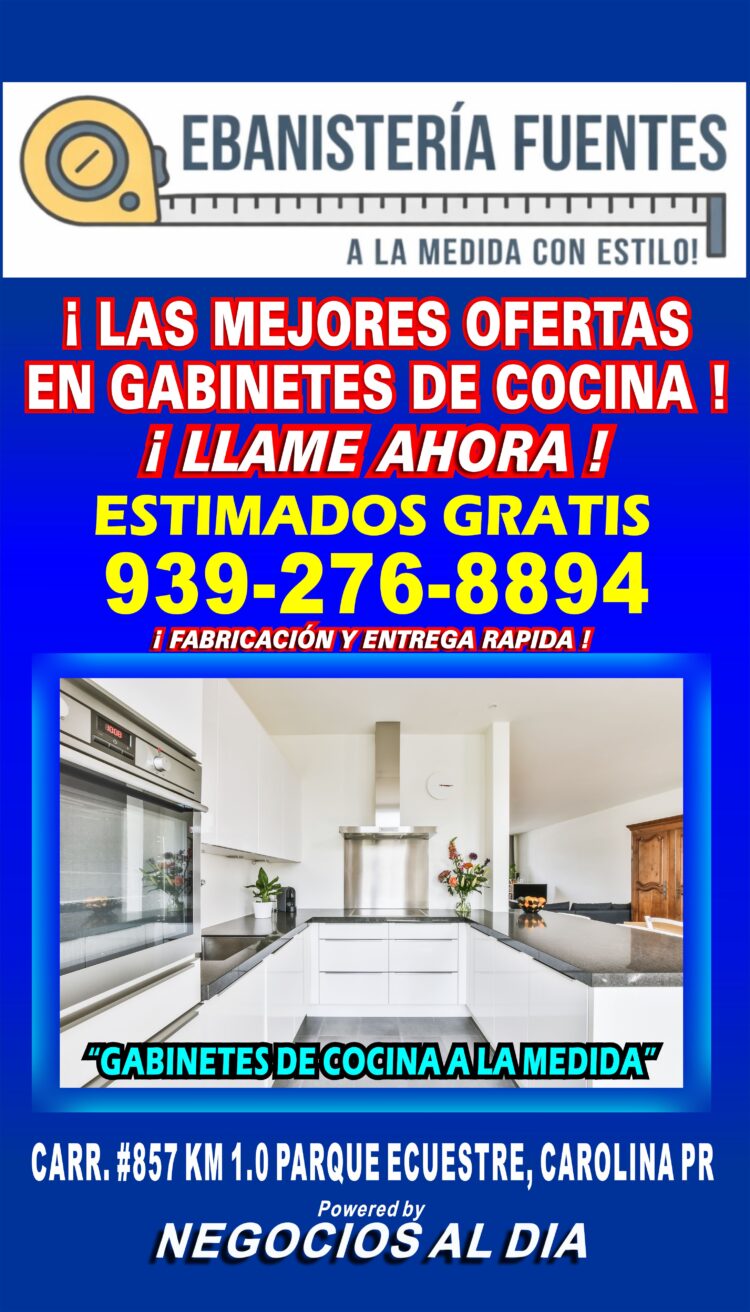 Ebanistería Fuentes | Fabricante de gabinetes de cocina en PVC. Ofrecemos estimados gratis llamando al 939-276-8894, disponibles en Carolina, Canóvanas, Río Grande, Luquillo, Fajardo, Trujillo Alto, Guaynabo, Caguas, Río Piedras - San Juan y pueblos cercanos.