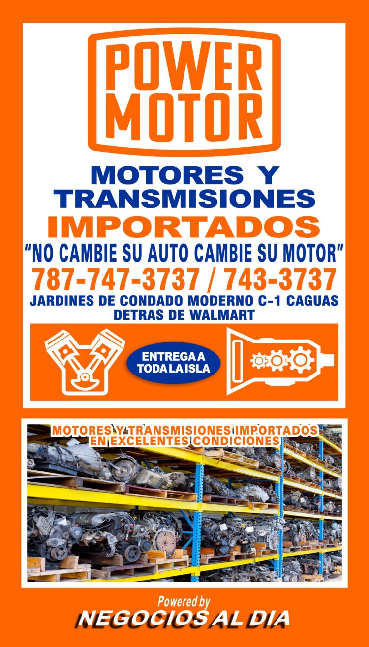 POWER MOTOR. Teléfonos: 787-747-3737 / 787-743-3737. Estamos ubicados en Jardines de Condado Moderno C-1, Área Industrial en Caguas, Puerto Rico, 00725, detrás de Walmart. Vendemos motores y transmisiones usados importados regularmente con bajo millaje. Además de la disponibilidad del servicio de entrega a toda la isla, ofrecemos servicio de instalación en nuestro moderno taller con Tecnicos Certificados. Todo con Garantia.