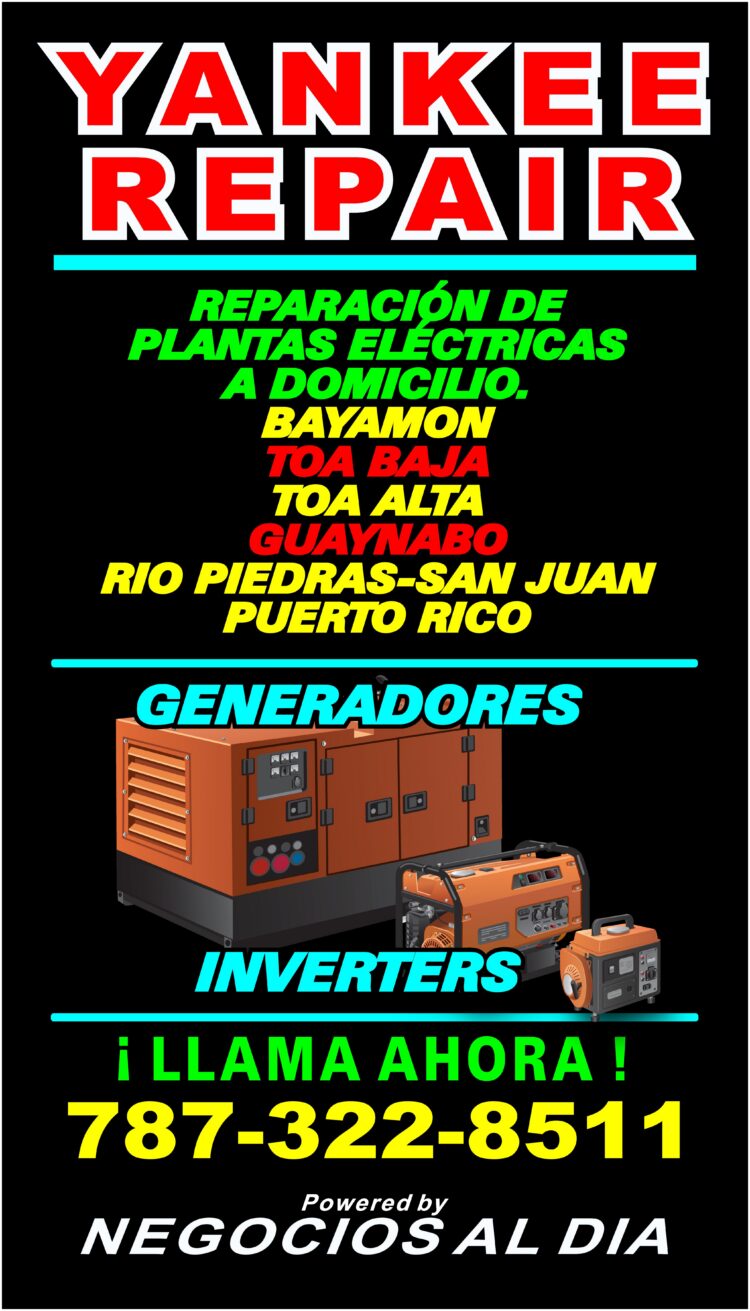 Yankee Repair | Mecánico de Plantas Eléctricas y Generadores, teléfono 787-322-8511, ofrece servicio a domicilio de diagnóstico y reparación de plantas eléctricas, generadores y equipos relacionados. Atendemos en Bayamón, Dorado, Levittown - Toa Baja, Toa Alta, Guaynabo, Caguas, Río Piedras - San Juan y pueblos cercanos. También contamos con servicio de mantenimiento preventivo. Todo nuestro trabajo está garantizado.